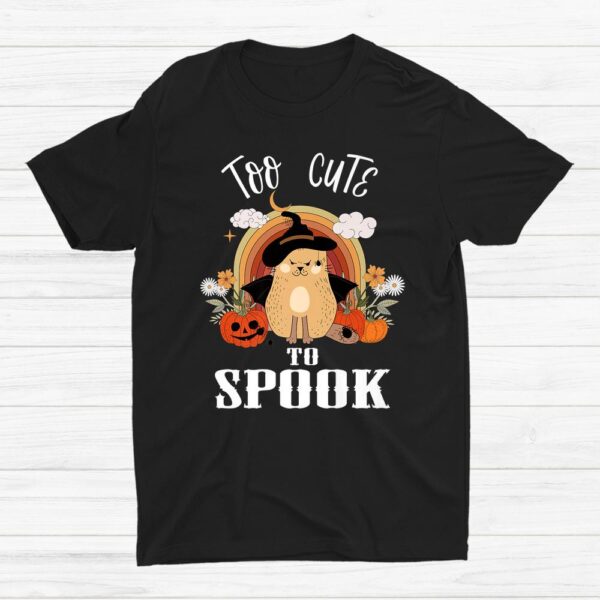Too Cute To Spook Groovy Cat Halloween Shirt