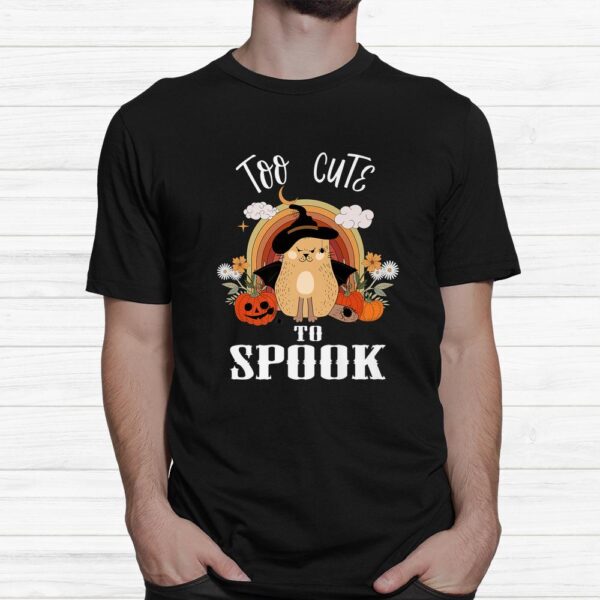 Too Cute To Spook Groovy Cat Halloween Shirt
