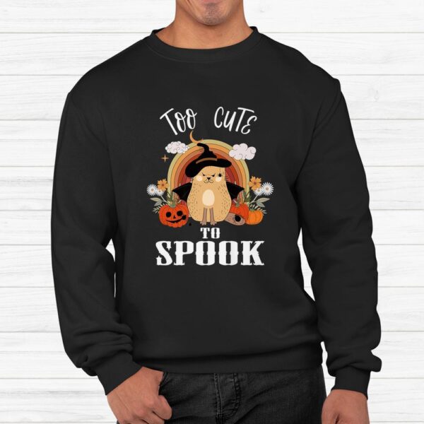Too Cute To Spook Groovy Cat Halloween Shirt