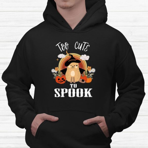 Too Cute To Spook Groovy Cat Halloween Shirt