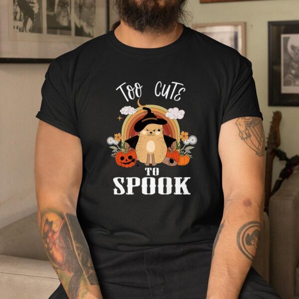 Too Cute To Spook Groovy Cat Halloween Shirt