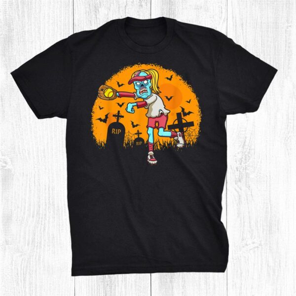 Softball Zombie Catcher Halloween Party Shirt