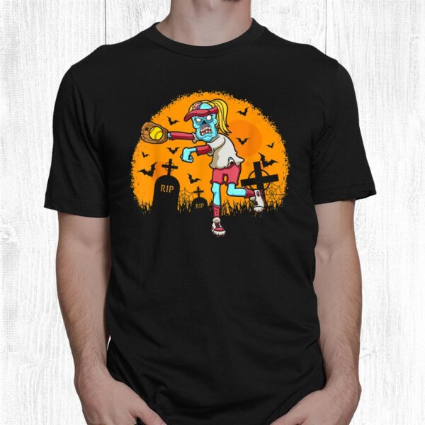Softball Zombie Catcher Halloween Party Shirt