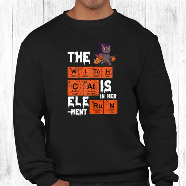 The Witch Cat In Element Of Halloween Periodic Table Science Shirt