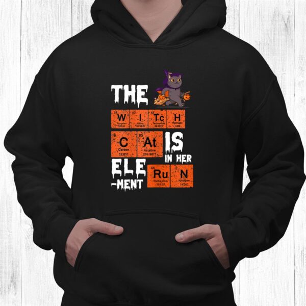 The Witch Cat In Element Of Halloween Periodic Table Science Shirt