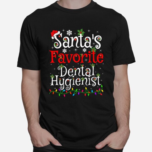 Xmas Lighting Santa's Favorite Dental Hygienist Christmas Shirt