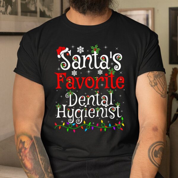 Xmas Lighting Santa's Favorite Dental Hygienist Christmas Shirt