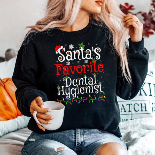 Xmas Lighting Santa's Favorite Dental Hygienist Christmas Shirt