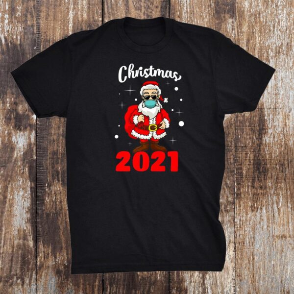 Christmas 2021 Santa Mask Matching Family Holiday Pajama Shirt