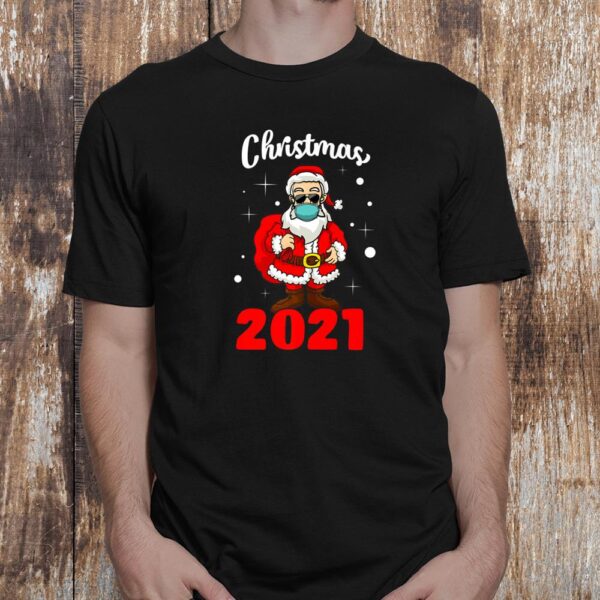 Christmas 2021 Santa Mask Matching Family Holiday Pajama Shirt