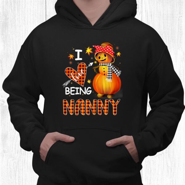I Love Being Nanny Pumpkin Snowman Christmas Shirt