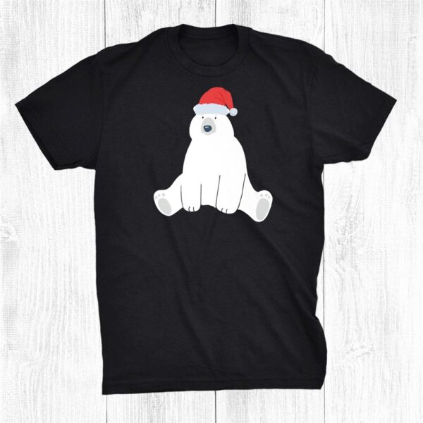 Cute Polar Bear Picture Santa Hat Image Funny Christmas Cool Shirt