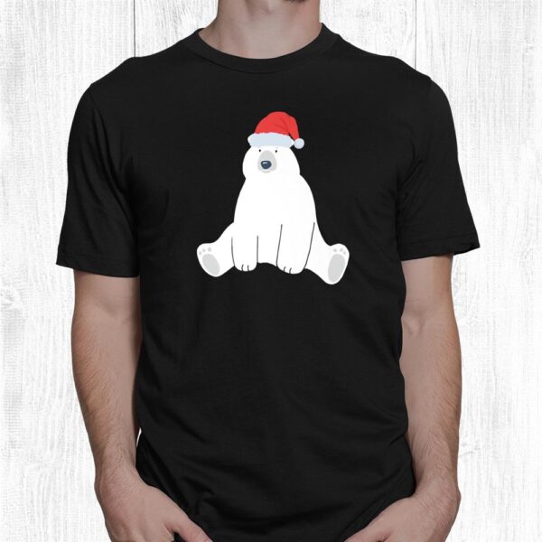 Cute Polar Bear Picture Santa Hat Image Funny Christmas Cool Shirt