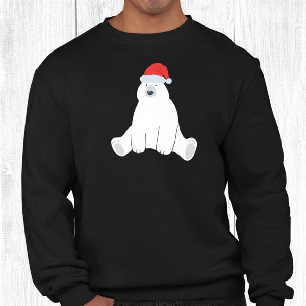 Cute Polar Bear Picture Santa Hat Image Funny Christmas Cool Shirt
