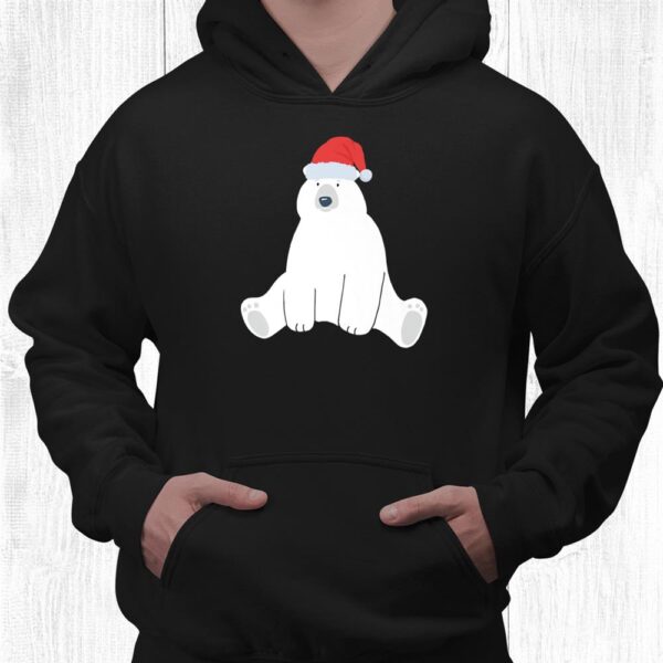 Cute Polar Bear Picture Santa Hat Image Funny Christmas Cool Shirt