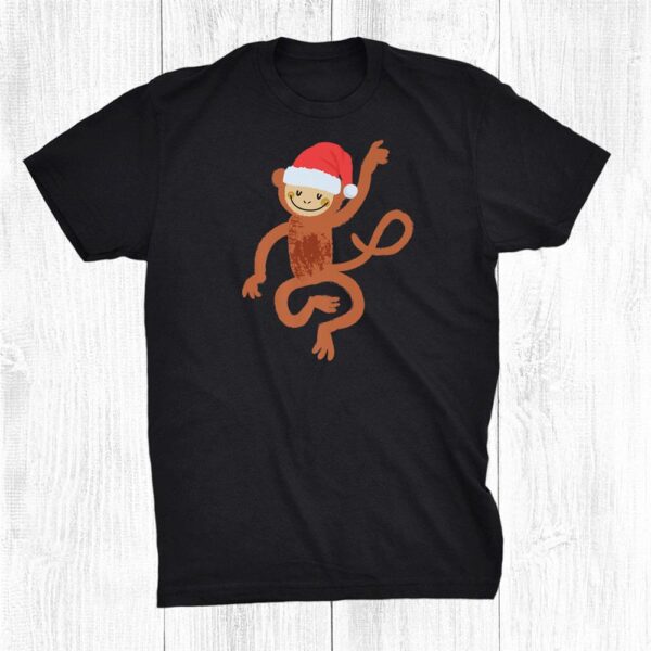 Cute Monkey Shirt Fun Santa Hat Image Funny Christmas Cool Shirt