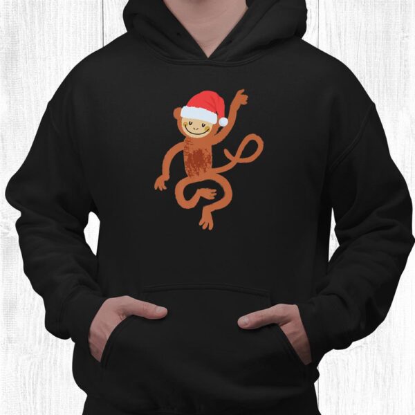 Cute Monkey Shirt Fun Santa Hat Image Funny Christmas Cool Shirt