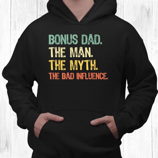 Bonus Dad The Man Myth Bad Influence Retro Christmas Shirt