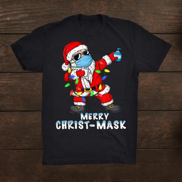 Christmas Dabbing Santa Wearing A Mask Boys Kids Xmas Shirt