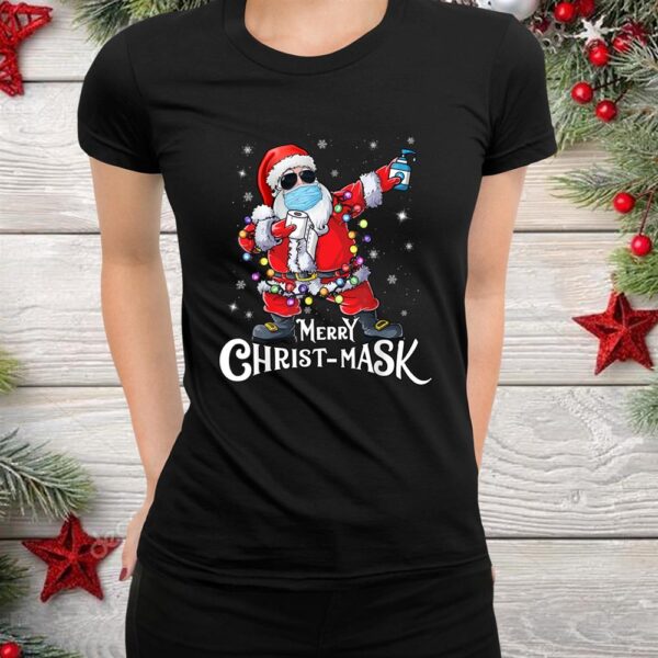 Santa Dabbing Wearing Mask Funny Christmas Shirt