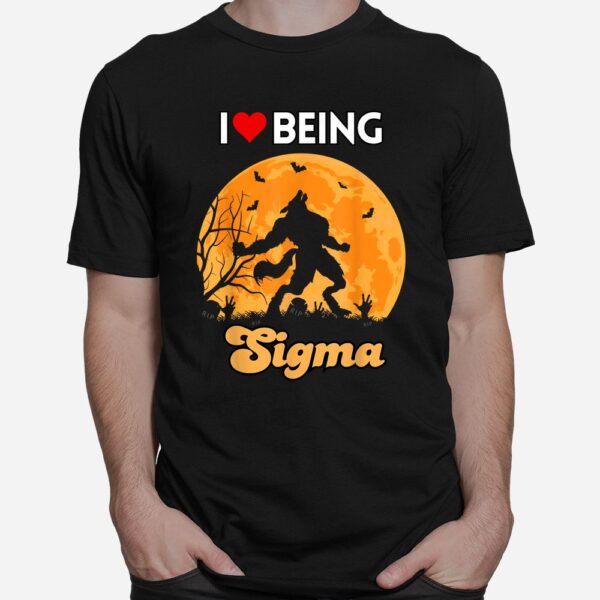 I Love Being Sigma Funny Wolf Meme Alpha Introvert Shirt