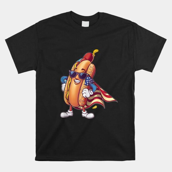 Hot Dog American Flag Superhero Shirt