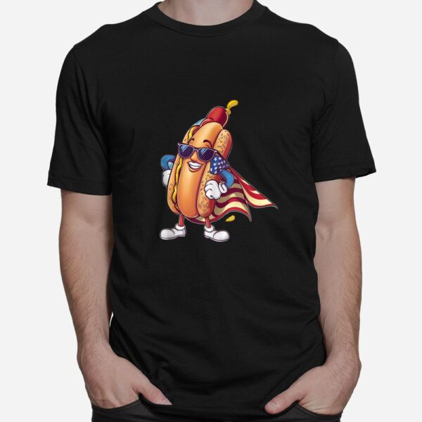 Hot Dog American Flag Superhero Shirt