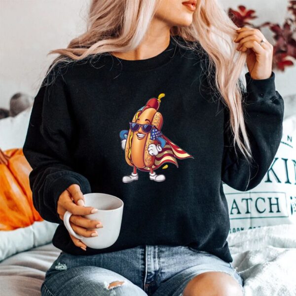 Hot Dog American Flag Superhero Shirt