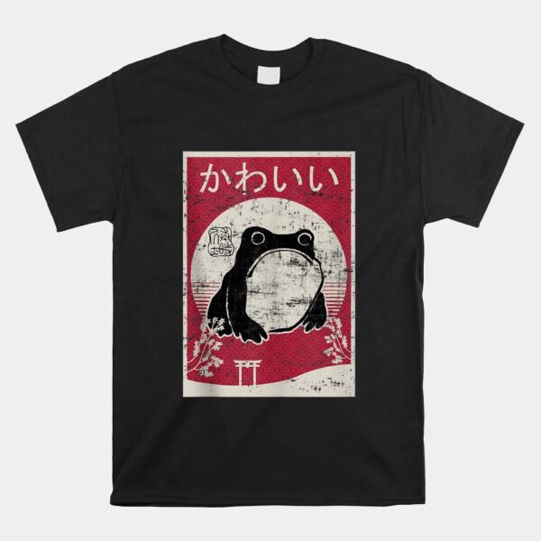 Grumpy Frog Retro Woodblock Vintage Ukiyo Japanese Shirt