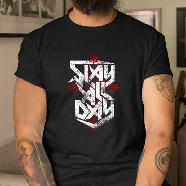 Buffy The Vampire Slayer Slay All Day Big Cracked Text Logo Shirt