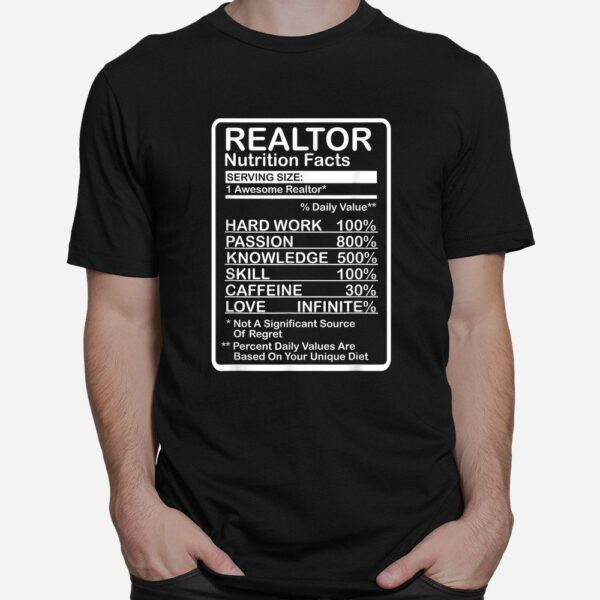 Realtor Nutrition Facts Shirt