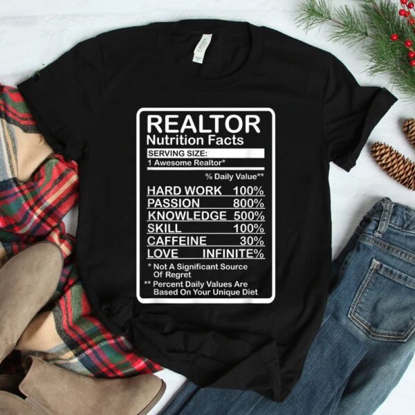 Realtor Nutrition Facts Shirt