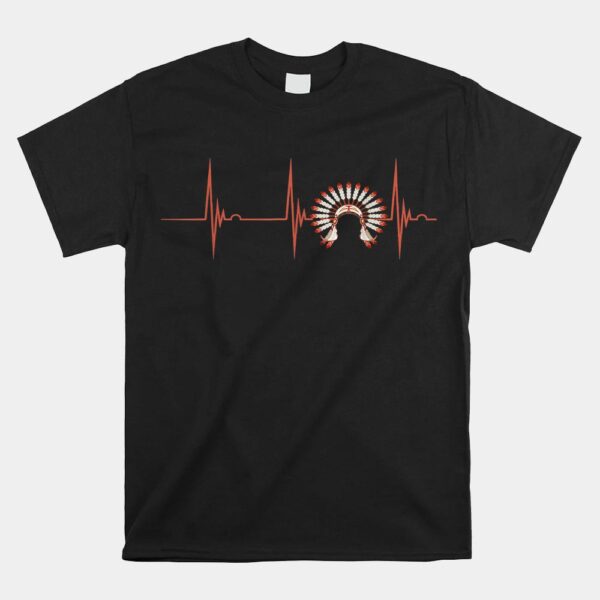 Heartbeat EKG Pulse Native Indian Warbonnet Native American Shirt