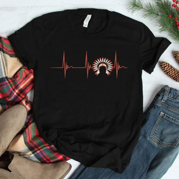 Heartbeat EKG Pulse Native Indian Warbonnet Native American Shirt