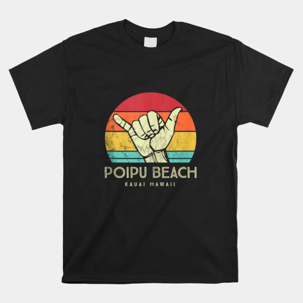 Poipu Beach Kauai. Shaka Surf Hand Retro Hawaiian Shirt