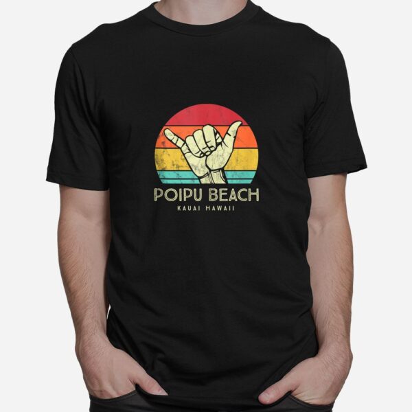 Poipu Beach Kauai. Shaka Surf Hand Retro Hawaiian Shirt