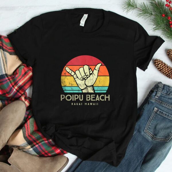 Poipu Beach Kauai. Shaka Surf Hand Retro Hawaiian Shirt