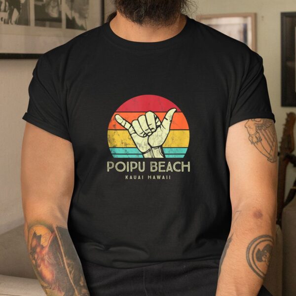 Poipu Beach Kauai. Shaka Surf Hand Retro Hawaiian Shirt