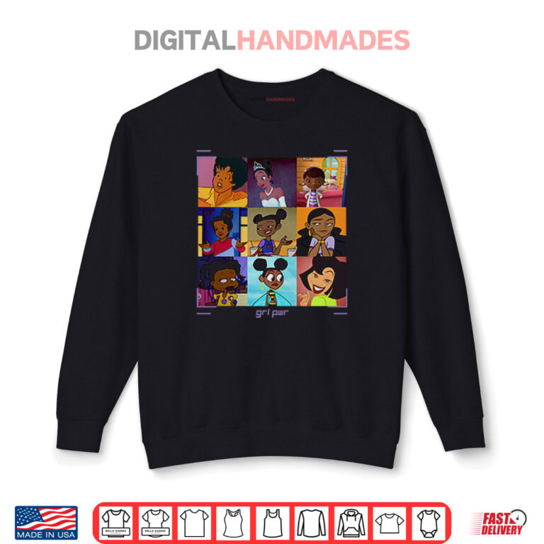 Sweatshirt Black Girls Cartoon GRL PWR Shirt