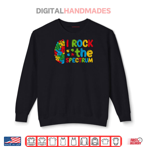 Black Sweatshirt Autism Brain I Rock The Spectrum Awareness Boys Girls Shirt