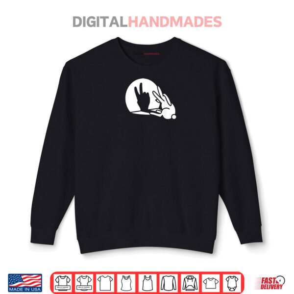 Black Sweatshirt Rabbit shadow hand funny peace sign hippie Easter bunny Shirt