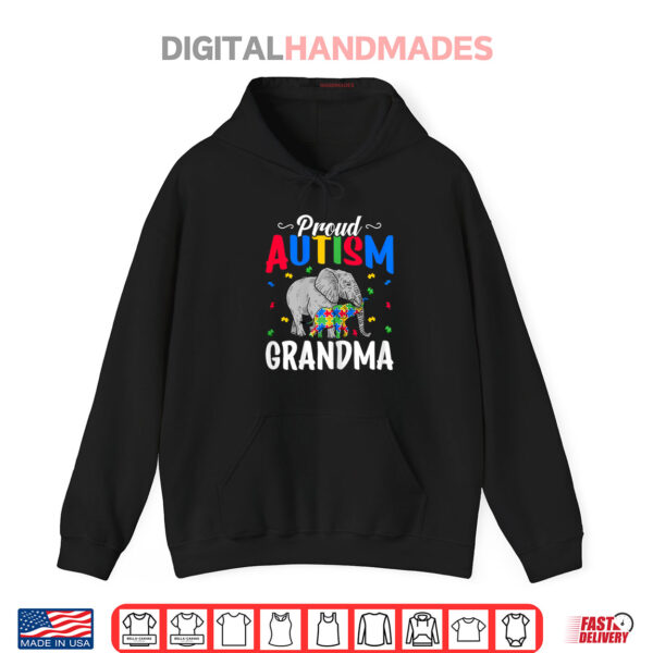 Hoodie Proud Autism Grandma Autistic Elephant Autism Awareness Shirt