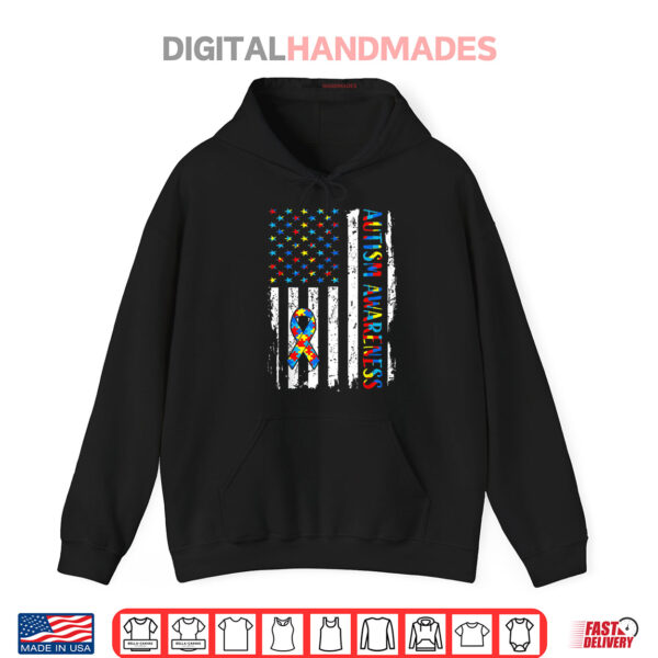 Hoodie Autism Awareness Mom Dad USA flag Autistic Awareness Autism Shirt