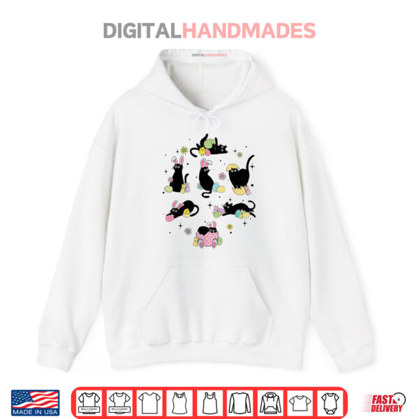 Hoodie Cat With Bunny Eggs Happy Easter Day Matching Shirt