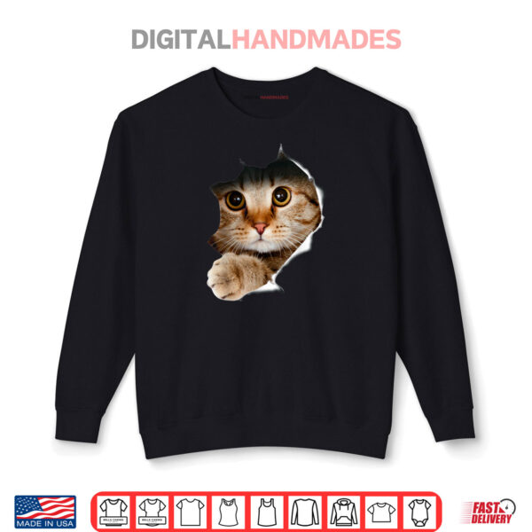 Sweatshirt Cat Torn Cloth Shirt