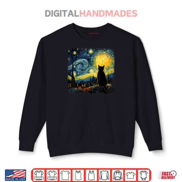 Sweatshirt Cat Starry Night Van Gogh Cat For Cat Lover Shirt
