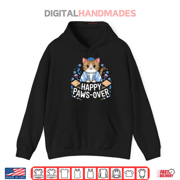 Hoodie Happy Pawsover Cat Lover Funny Cat Passover Seder Jewish Shirt