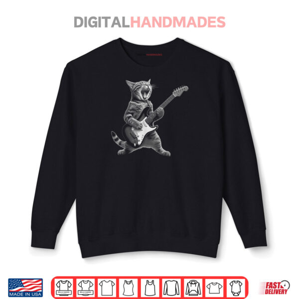 Sweatshirt Cat Playing Guitar Rock Star Rock and Roll Shirt