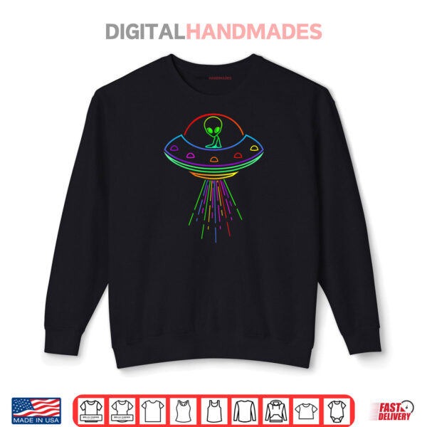 Sweatshirt Space Alien UFO Neon Lights Rave Alien Lovers Shirt
