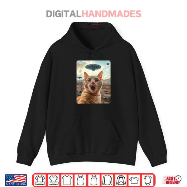 Hoodie Extraterrestrial Encounter Cat Selfie with UFO Shirt